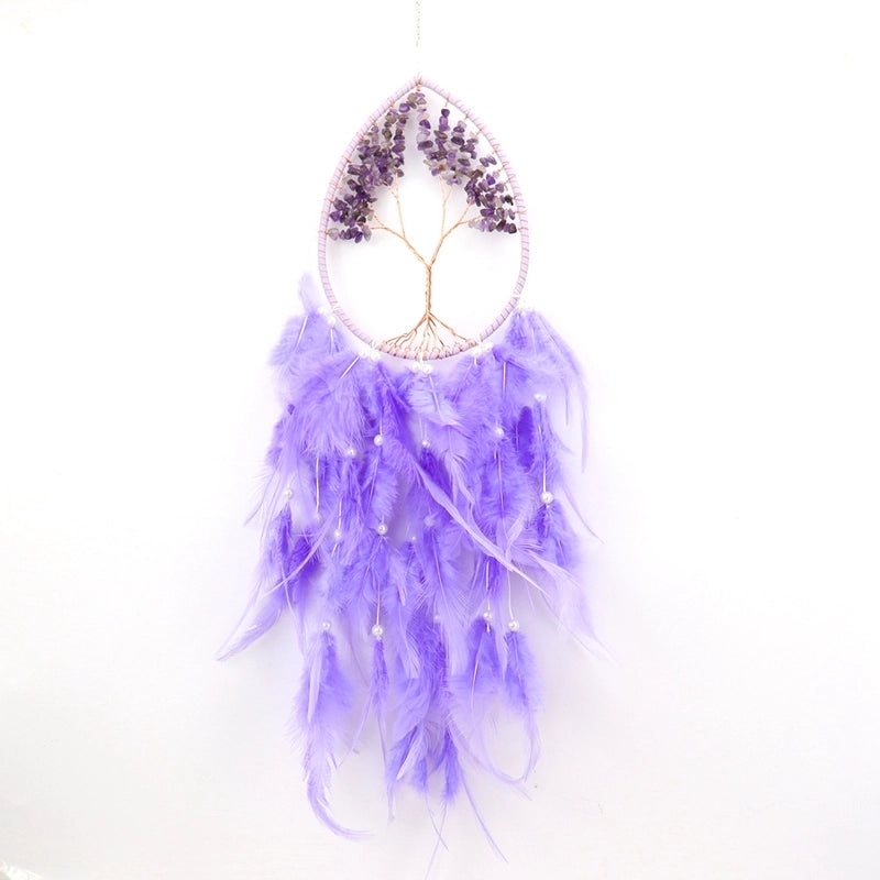Minimalist Feather Crystal Metal Dreamcatcher Decor | Home Decor