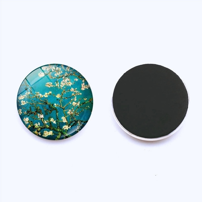 Van Gogh Starry Night Crystal Glass Refrigerator Magnets 25mm Creative Home Decor Stickers|Home & Kitchen Accessories