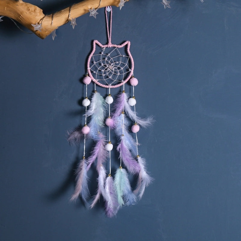 Minimalist Star Moon Cat Feather Dreamcatcher Decor for Home Wall Hanging|Home Decor & Accessories