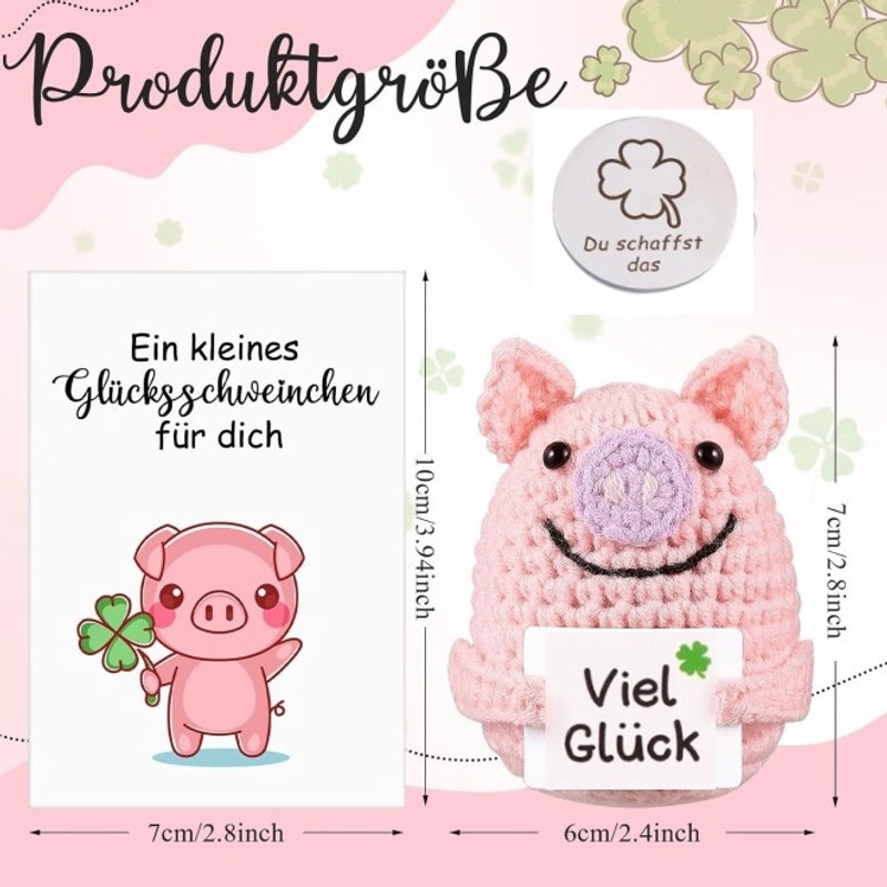 Handmade Pink Wool Crochet Pig Doll Cute Knitted Animal Toy Stress Relief Gift|Handmade Toys & Dolls