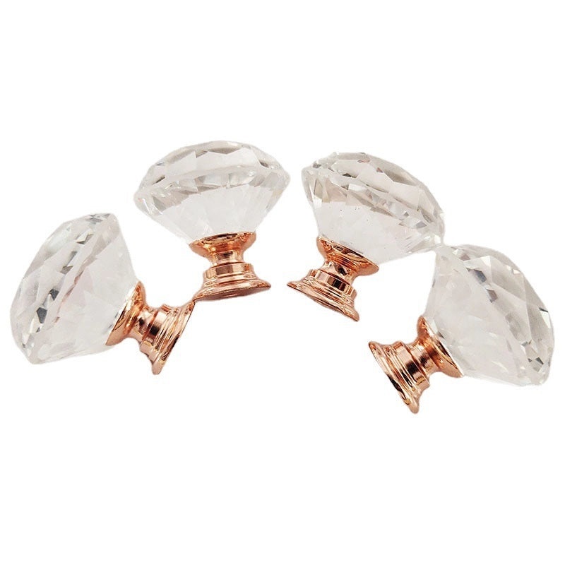 Transparent Crystal Diamond Single Hole Drawer Handle Small Cabinet Furniture Hardware|Cabinet Handles