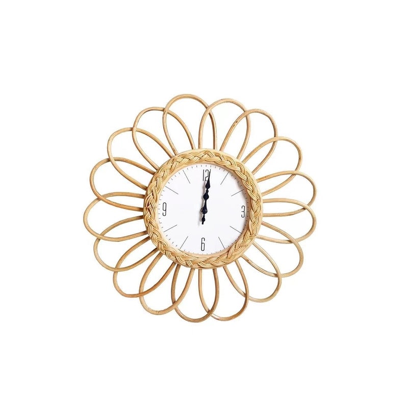 Nordic Minimalist Rattan Wall Clock | Home Decor