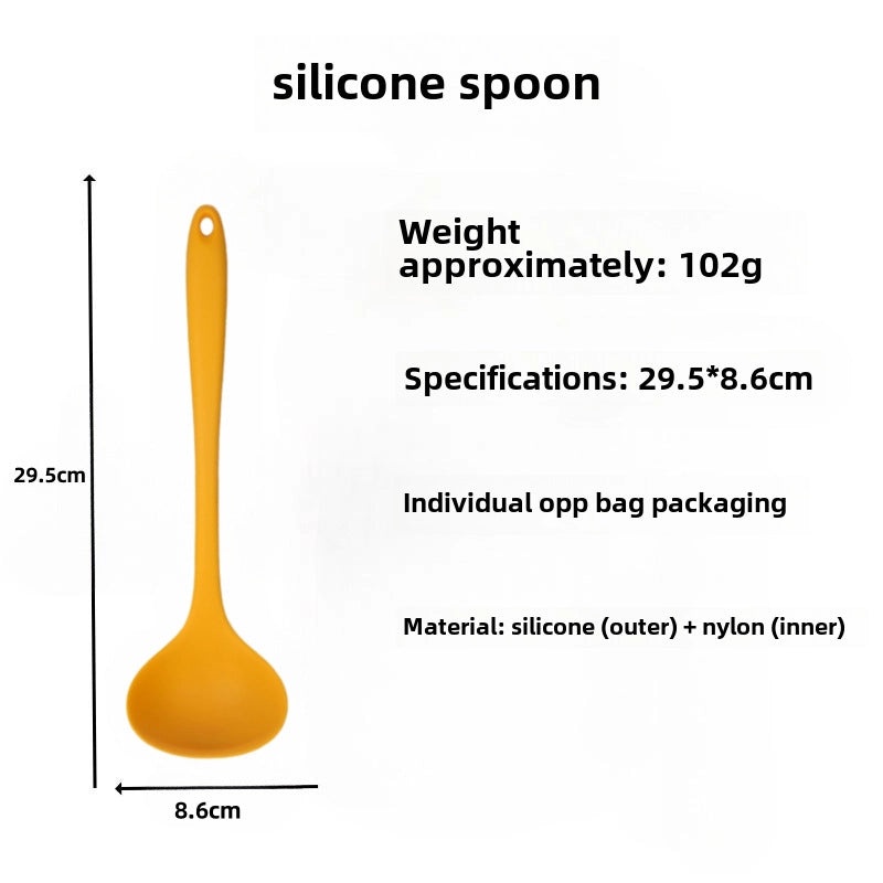 Food Grade Silicone Long Handle Soup Spoon High Temp Resistant Non-stick Cooking Pan Mini Porridge Spoon|Kitchen Utensils