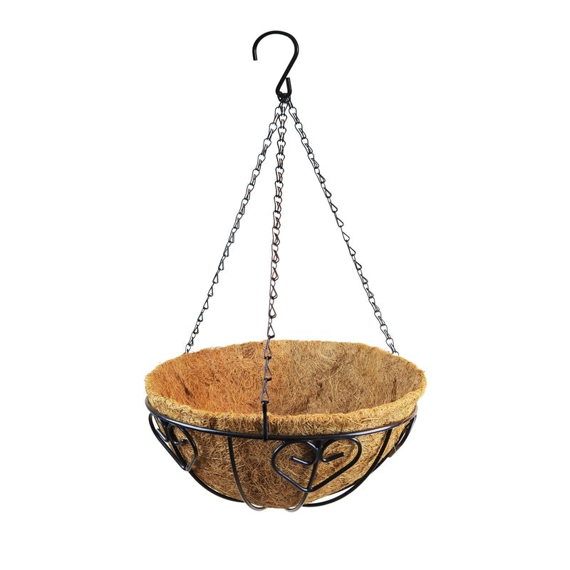 Round Iron Coconut Palm Hanging Flower Pot Basket | Gardening & Outdoor Planters