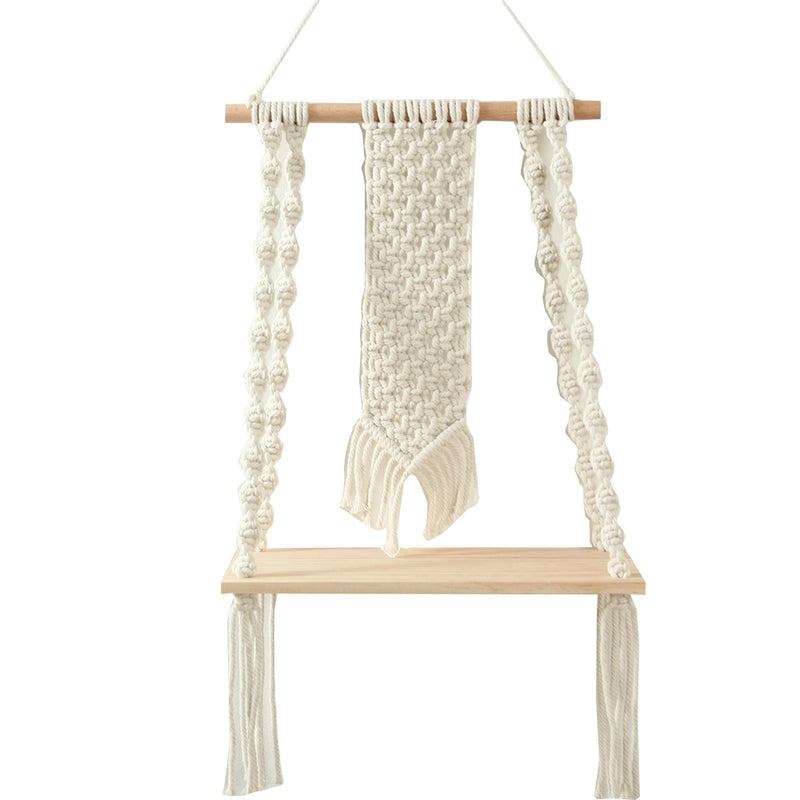 Bohemian Handwoven Cotton Rope Wall Hanging Shelf Storage Rack for Home Decor|Home Decor