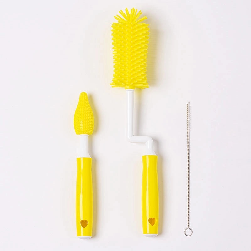 Silicone Baby Bottle Brush Set with Nipple and Straw Cleaners | Baby Feeding Accessories