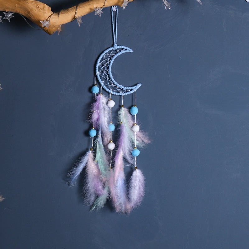 Minimalist Star Moon Cat Feather Dreamcatcher Decor for Home Wall Hanging|Home Decor & Accessories