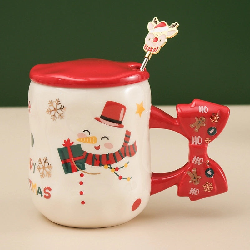 Cartoon White Porcelain Water Bottle for Christmas Casual Vacation | Drinkware & Water Bottles