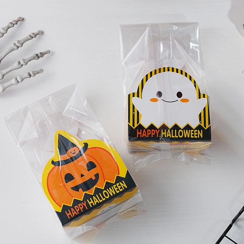 50 Sets Halloween Pumpkin Ghost Treat Bags with Bottom | Halloween Party Supplies