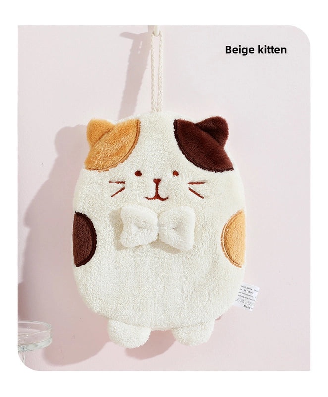 Cute Kitten Hand Towel Quick-Drying Lint-Free Absorbent Kitchen Rag Household Children's Towel | Home & Kitchen Textiles