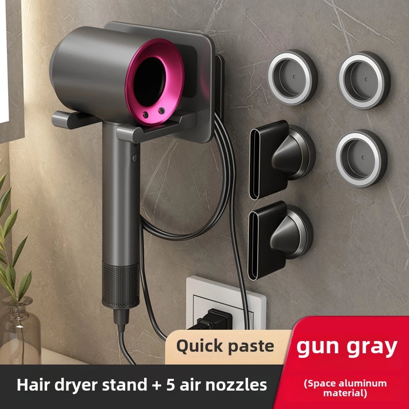 Punch-free Wall Mount Hair Dryer Holder Organizer|Bathroom Accessories Storage Rack