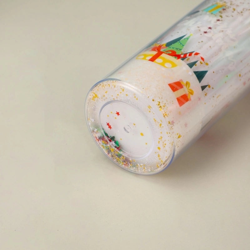 Christmas Cute Christmas Tree Santa Claus Elk Plastic Tumbler Water Bottle 1 Piece|Kitchen & Dining Accessories