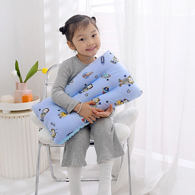 Premium Class A Cotton Baby Pillow Core | Soft Velvet Neck Support Pillow for Kids Nap | Machine Washable Nap Pillow | Baby Bedding Accessories |