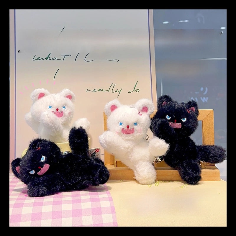 Cute Fried Fur Pet Plush Doll Keychain Pendant Cartoon Style Creative Couple Bag Charm|Keychains & Bag Accessories