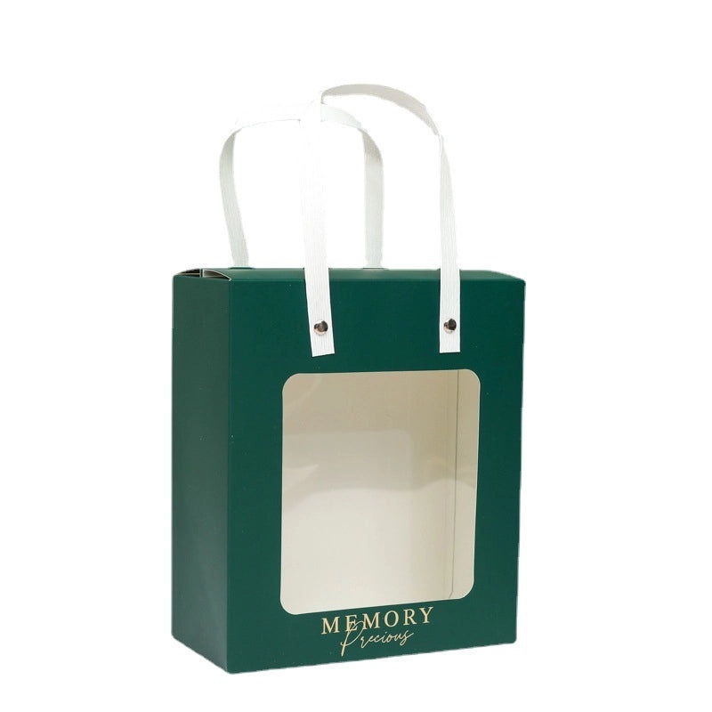 Transparent Window Paper Handbag Birthday Gift Festival Flower Doll Card Bag | Gift Bags & Packaging