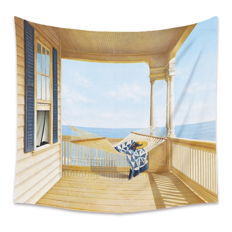 Sea View Tapestry Wall Hanging Decor Beach Background Cloth Art|Home Decor Wall Art