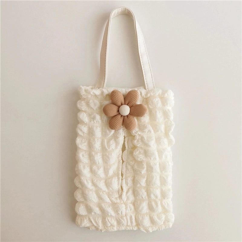 Casual Solid Color Bubble Fiber Fabric Tissue Dispenser for Vacation Use|Home & Living Accessories