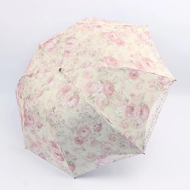 Goddess Princess Double Layer Lace Foldable Umbrella for Women | Sun & Rain Protection | Black Sunshade Umbrellas | Women's Accessories