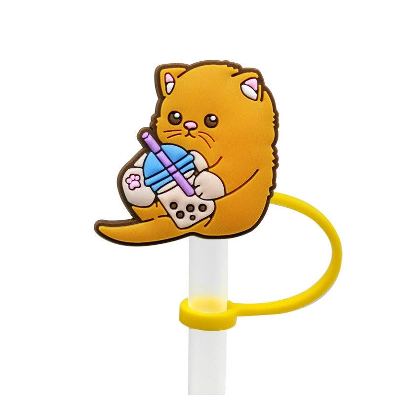 Cute Animal Letter Silicone Straw Cap for Drink Decorations Casual Elegant Style | Drink Accessories