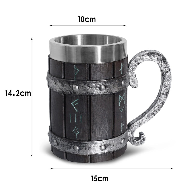 Creative Viking Stainless Steel Beer Mug Large Resin Handle | Drinkware & Bar Accessories