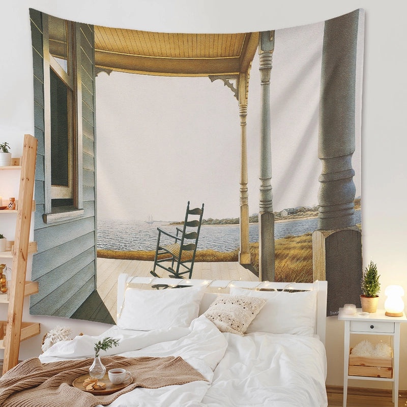 Sea View Tapestry Wall Hanging Decor Beach Background Cloth Art|Home Decor Wall Art