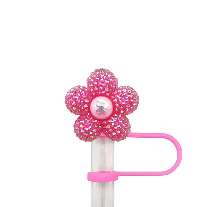 Pastoral Floral Resin Straw Cap Decorative Cover for Drink Bottle | Kitchen & Dining Accessories