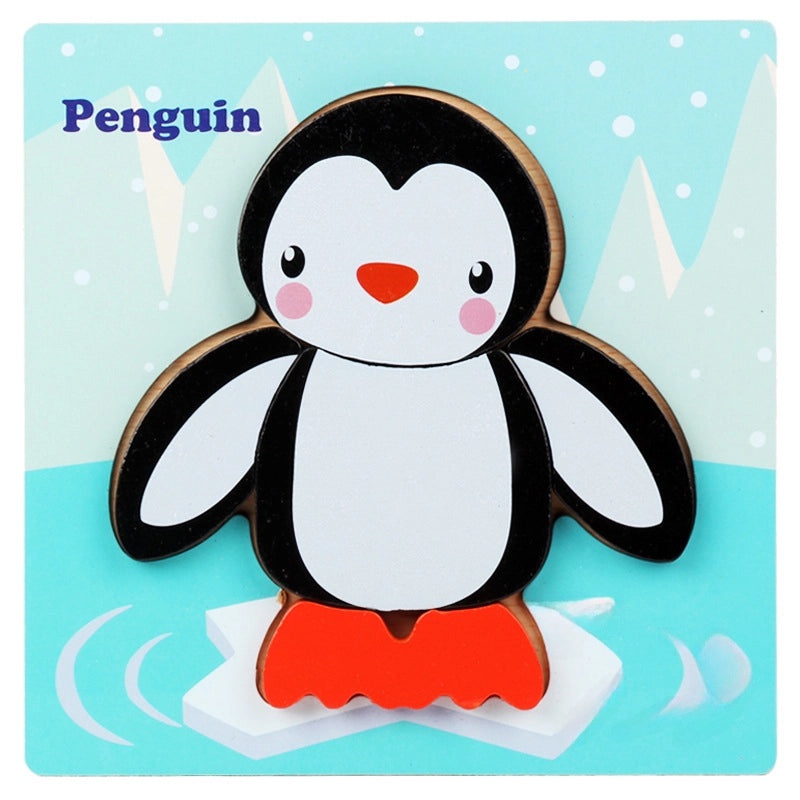 Wooden 3D Animal Puzzle for Kids Early Learning Handheld Board Cartoon Educational Toy | Educational Toys & Games