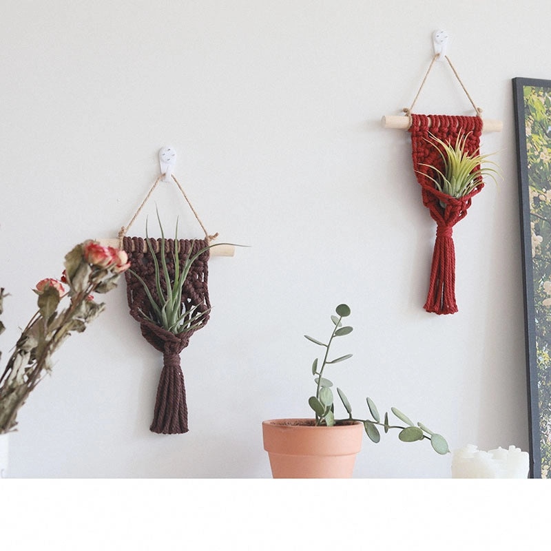 Minimalist Geometric Wooden Cotton Rope Wall Hanging Art | Home Decor & Wall Art