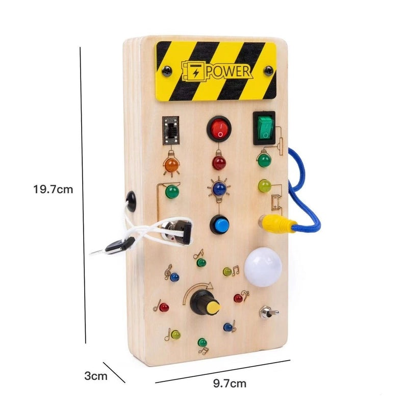Children's Educational Wooden Busy Board with LED Light Switch | Early Learning Toys