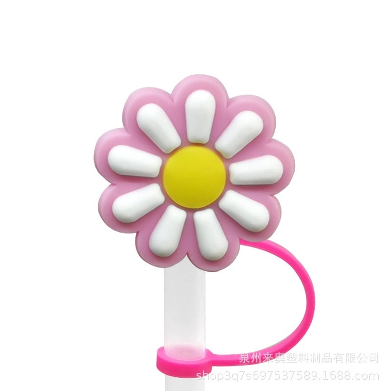 Cute Fruit Plant Silicone Straw Cap Dust Cover Personalized PVC Drink Straw Sleeve|Drinkware Accessories