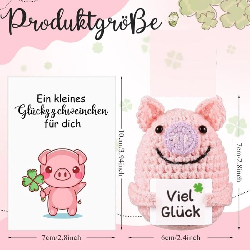 Handmade Pink Wool Crochet Pig Doll Cute Knitted Animal Toy Stress Relief Gift|Handmade Toys & Dolls