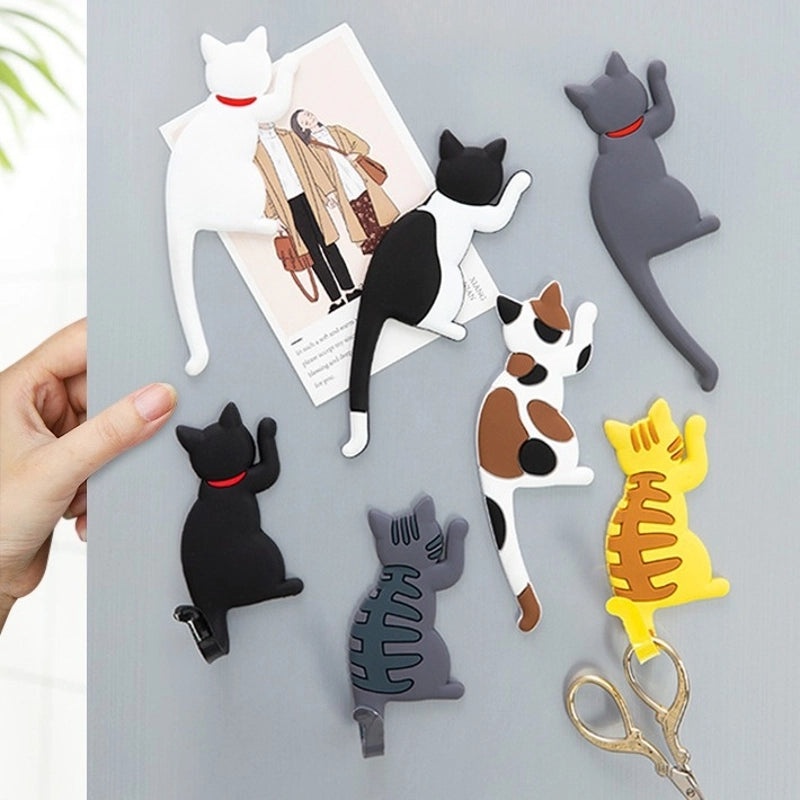 Cute Cat Refrigerator Magnets with Hooks Soft Glue Cute IG Style Artificial Decoration|Home Decor & Accessories