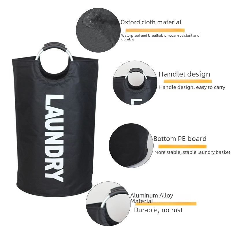Large Capacity Laundry Bag with Double Layer Oxford Cloth and Round Aluminum Handle | Home Storage & Organization