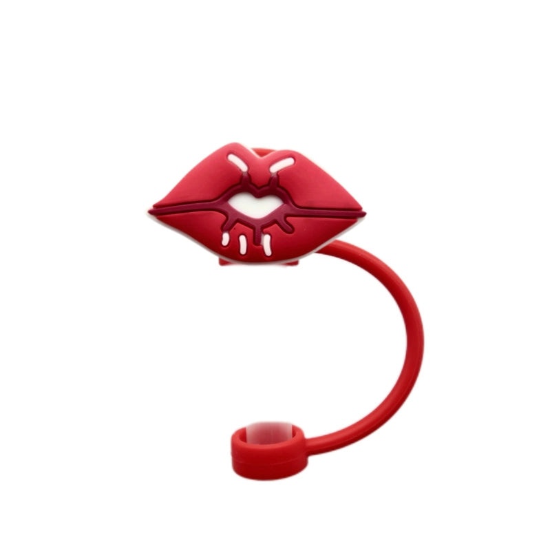 Valentine's Day Red Heart Silicone Straw Caps, 10 Pieces Set | Drinkware Accessories