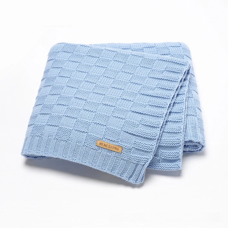 Unisex Baby Solid Color Knitted Blanket Windproof Cover Soft Warm Wrap|Baby Accessories
