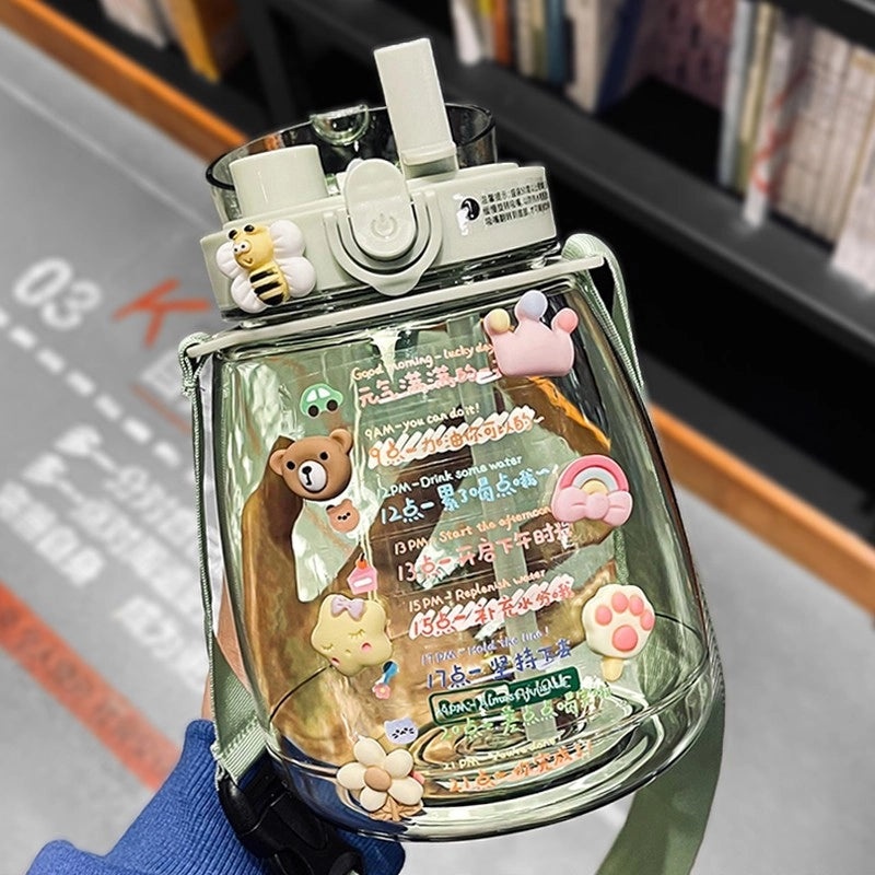 Large Capacity Big Belly Water Bottle High Temperature Resistant Trendy Sports Straw Cup for Girls Summer | Drinkware & Sports Bottles