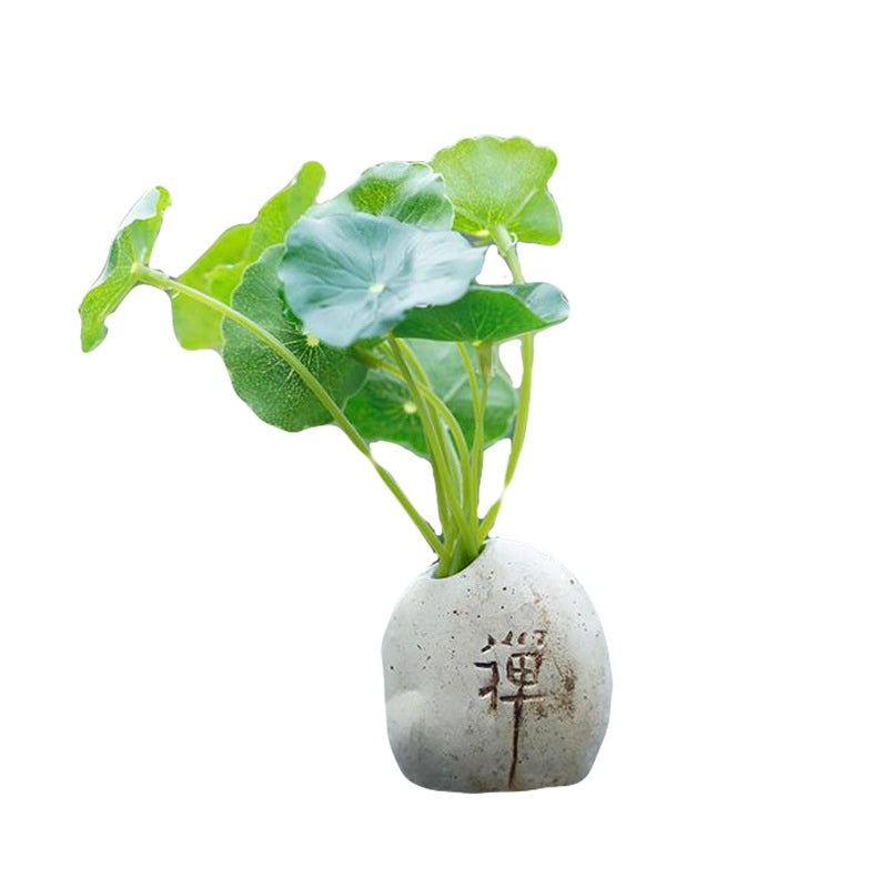 Antique Lotus Leaf Zen Stone Car Ornament Creative Green Plant Monk Accessories|Car Accessories