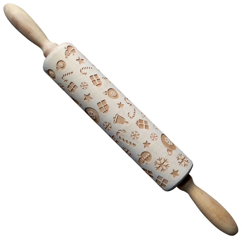 Christmas Elk Cartoon Rolling Pin Ethnic Style Theaceae Muhe | Kitchen Utensils & Baking Tools