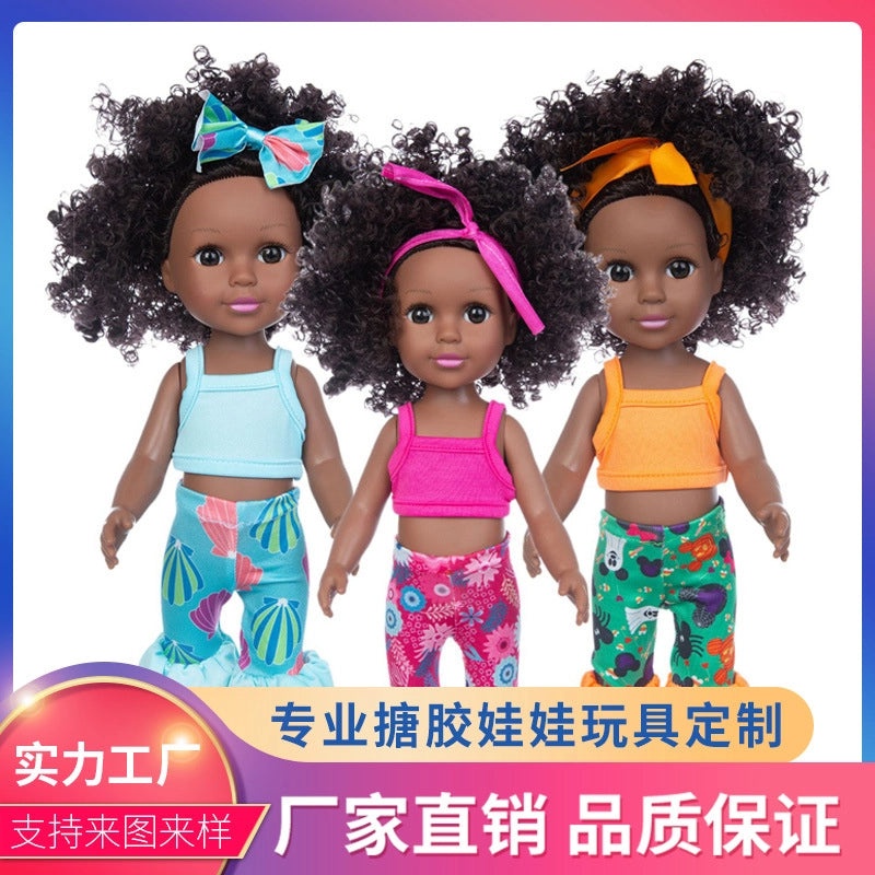 35cm Soft Rubber African Black Doll for Kids | Children's Toys