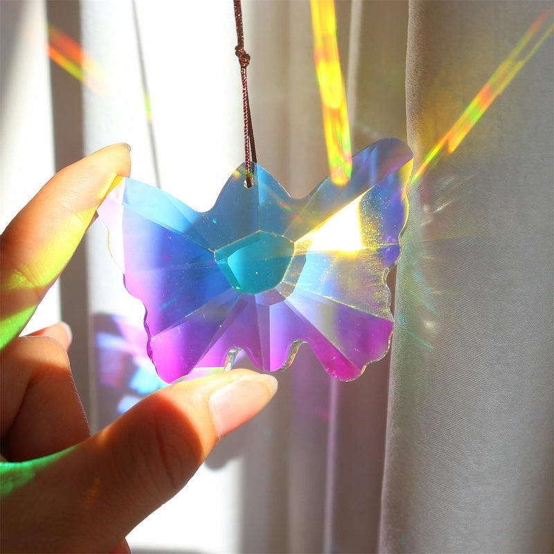 Sparkling Butterfly K9 Crystal Suncatcher Wind Chime Decorative Wall Hanging|Home Decor