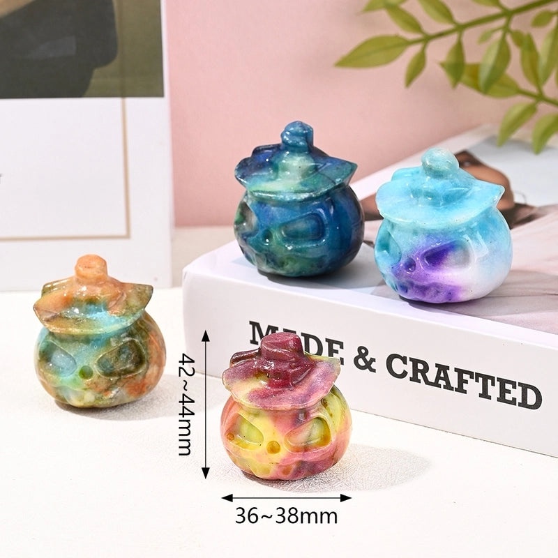 Handcrafted Minimalist Pumpkin Head Natural Stone Ornament | Home Decor & Seasonal Decorations