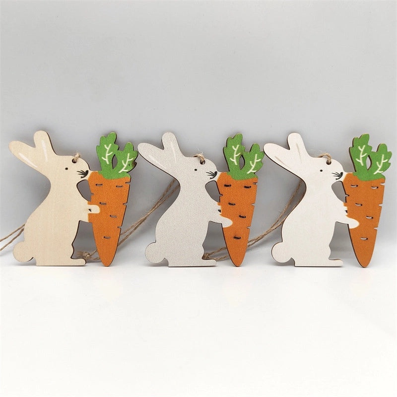 Elegant Easter Wooden Rabbit Hanging Ornament for Home Party Decorations | Home Decor