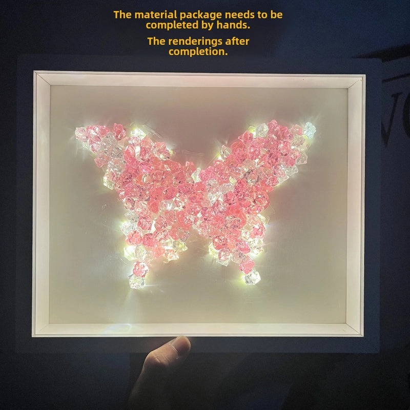 Moon Crystal Night Light with Butterfly Design Handmade DIY Birthday Gift|Home Decor Night Lights