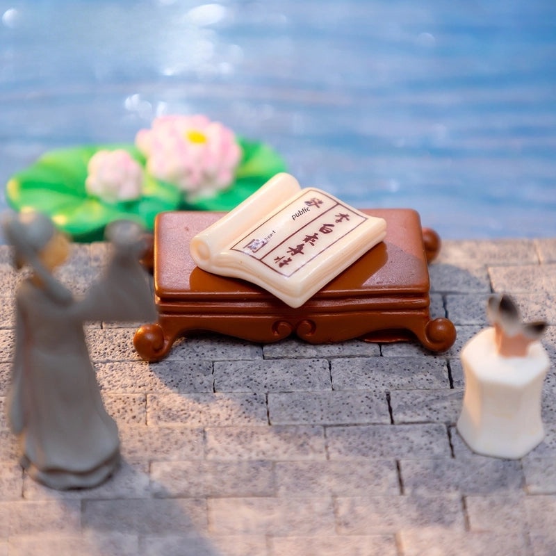 Micro Landscape Miniature Poetry Book Doll with Li Bai Theme | DIY Garden Decoration Accessories | Mini Ancient Style Ornaments | Home Decor | Mi