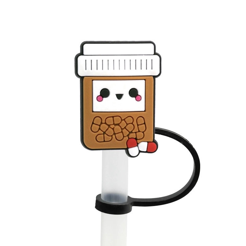 10 Pieces Multicolor PVC Straw Decorative Caps for Casual Vacation Style|Accessories