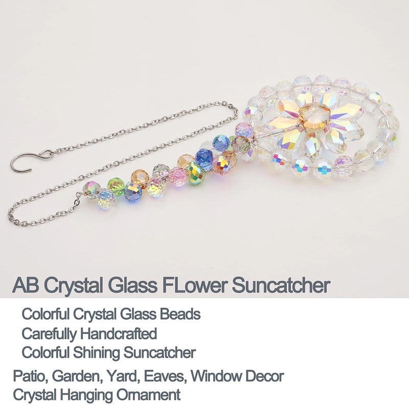 Minimalist Floral Crystal Glass Suncatcher Wind Chime Wall Decor | Home Decor Accessories