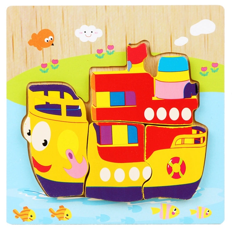 Wooden 3D Animal Puzzle for Kids Early Learning Handheld Board Cartoon Educational Toy | Educational Toys & Games