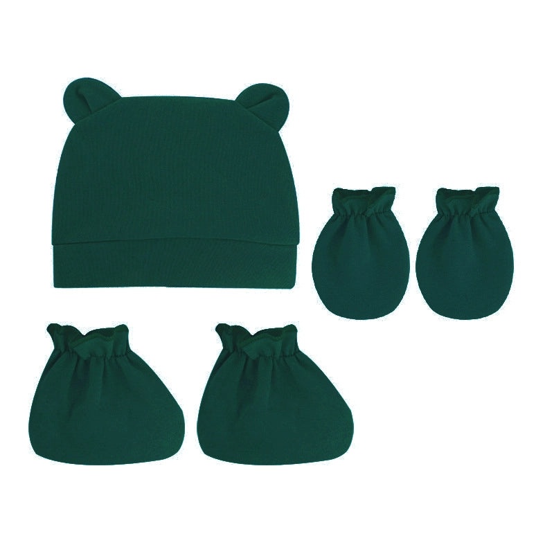 Newborn Baby 3 Piece Set Solid Color Hat Gloves and Foot Cover 0-3 Months|Baby Accessories