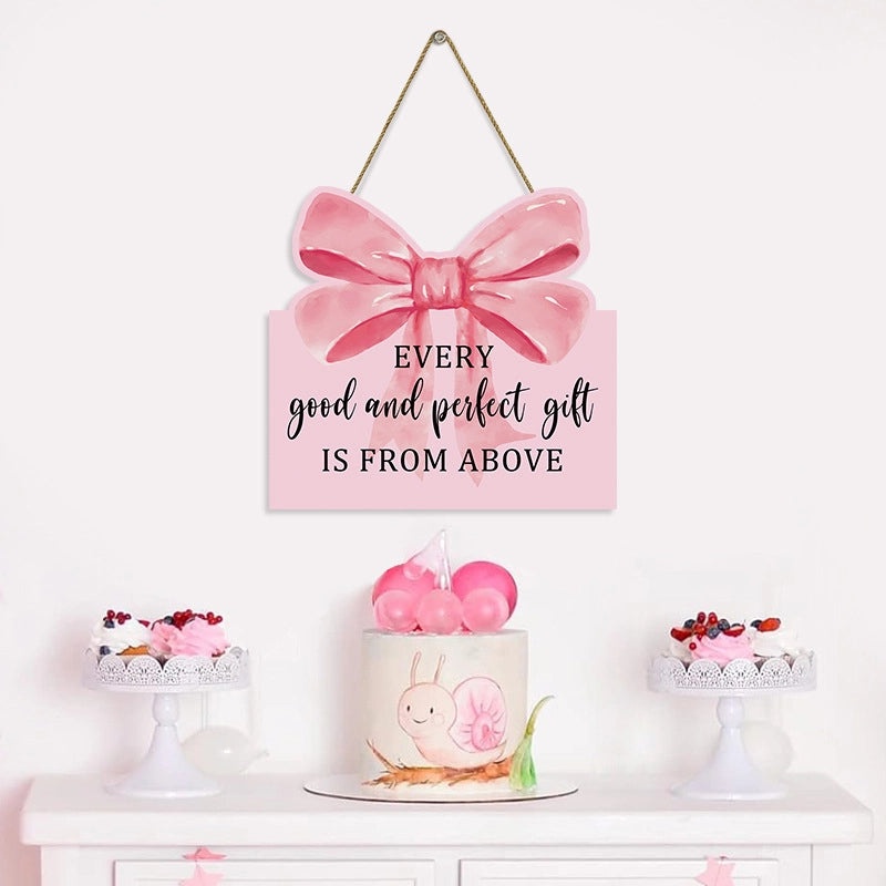 Wooden Bow Knot Wall Art with Sweet Letter Design|Home Decor & Wall Art