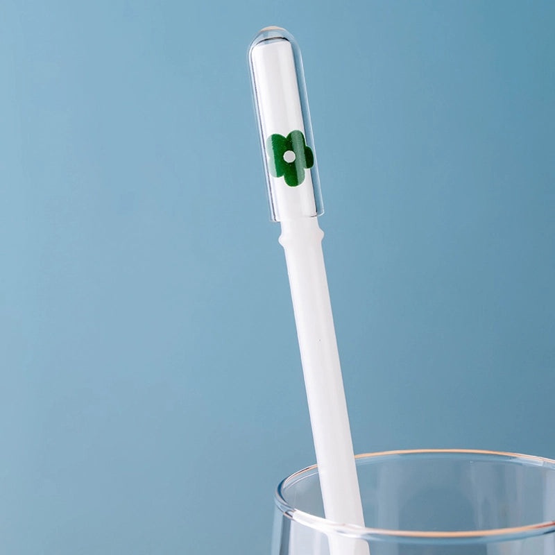 Adorable Animal and Fruit Borosilicate Glass Straw with Decorative Cap | Drinkware Accessories